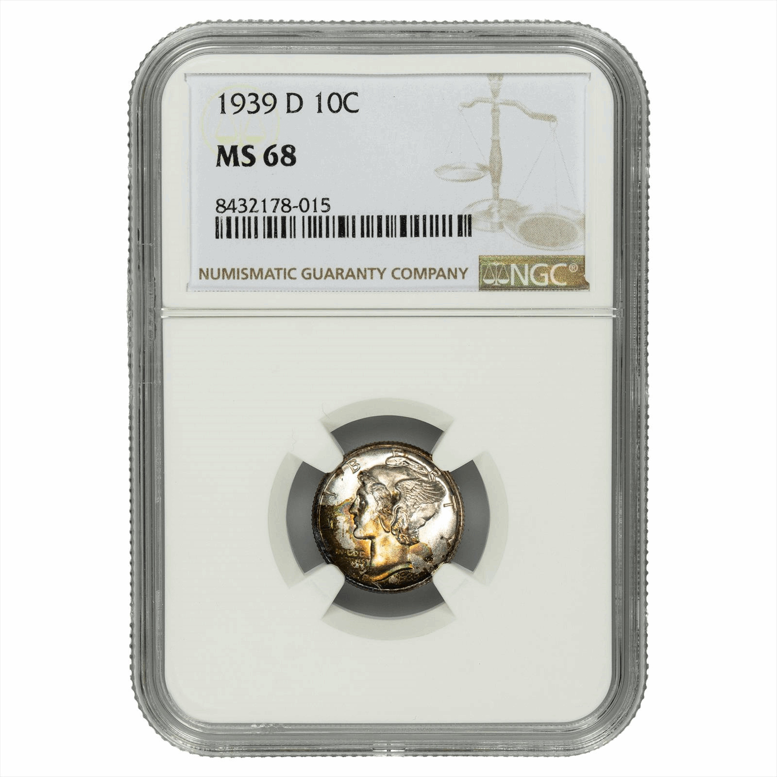 1939D Mercury Dime 10C NGC MS 68