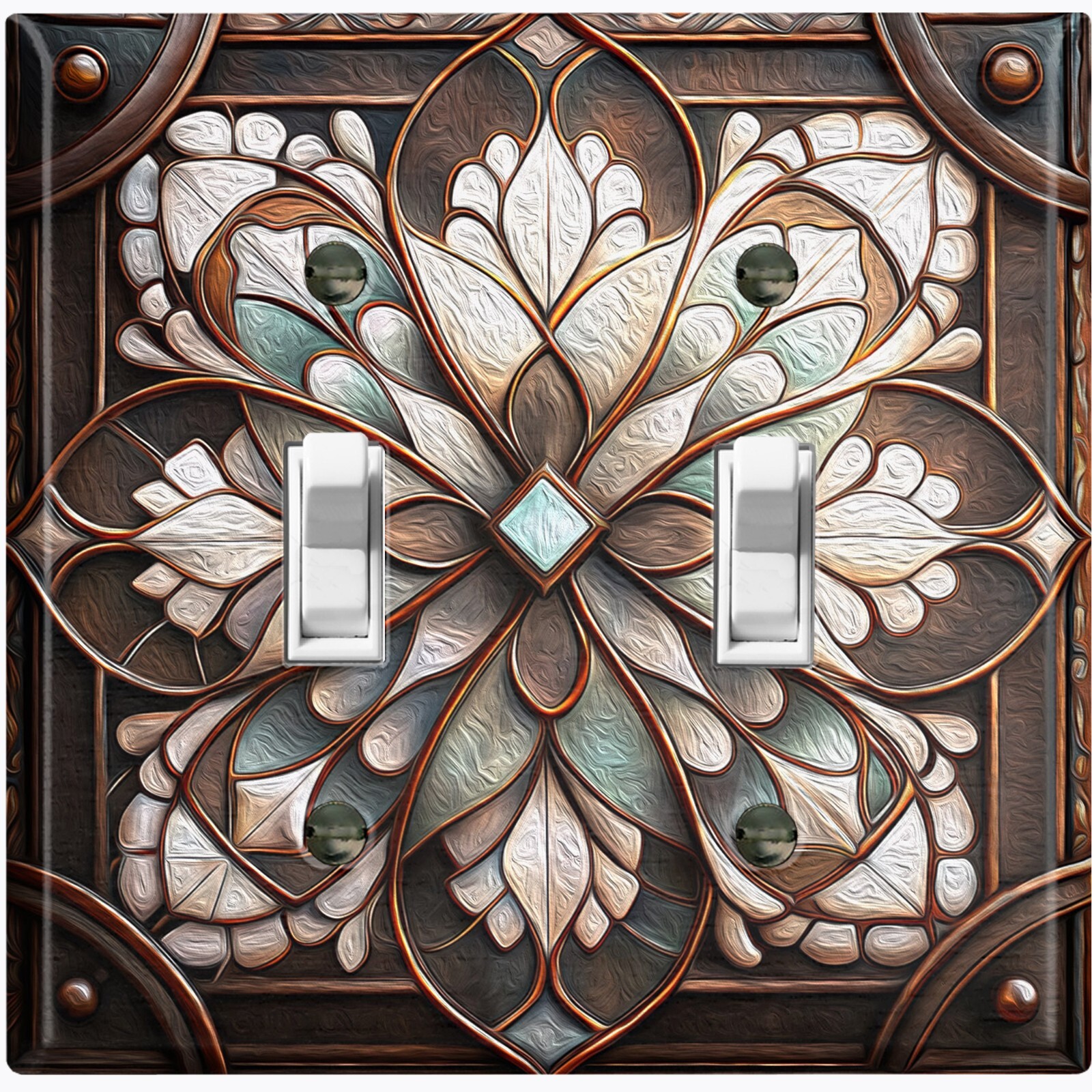 Metal Light Switch Outlet Cover Decorative Wall Plate Rustic Flower EFR101
