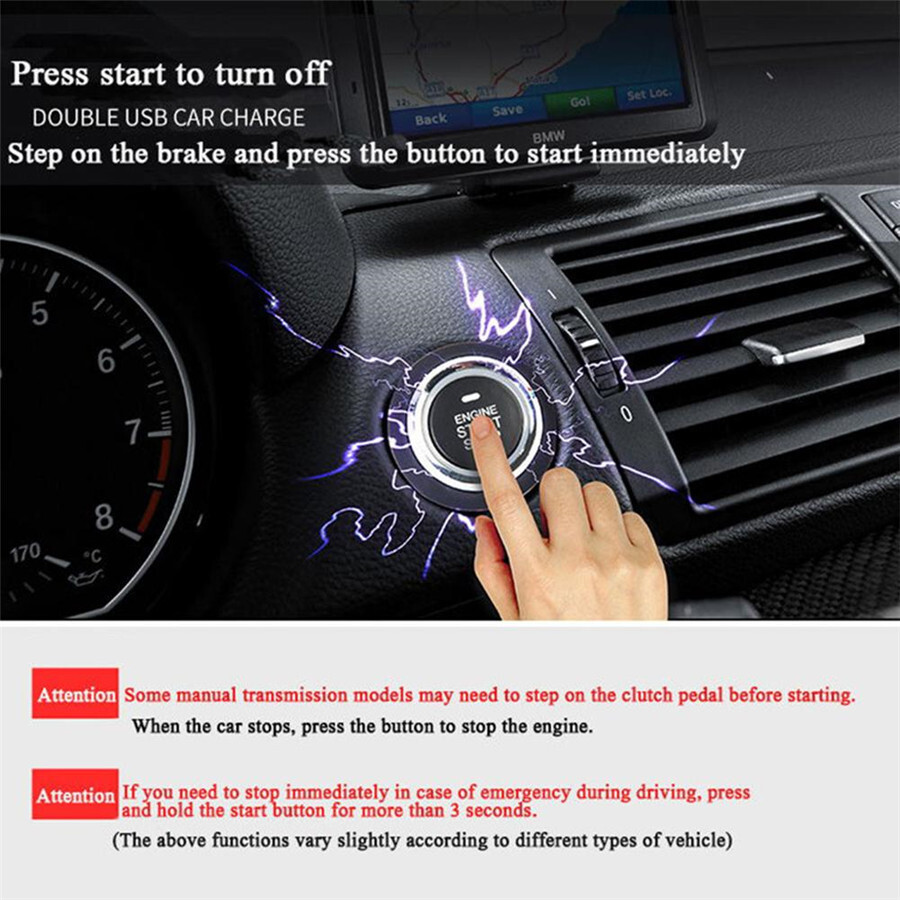 Keyless Entry Car Engine Start Alarm System Remote One-Button Starter Stop Kit