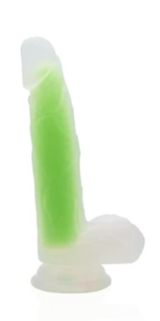 Green Glow in the Dark Penis with Strong Suction Cup Base 6.5" Long