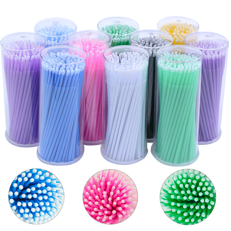 100x Disposable Cotton Swabs Micro Applicator Brush Sticks Eyelash Extension