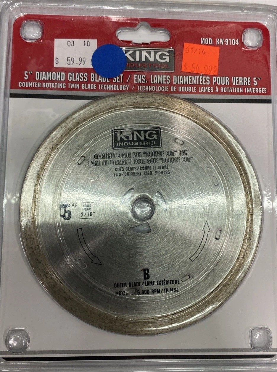 King Canada 9104 5” Diamond Glass Cutting Blade Set Tile Glass Blades NOS