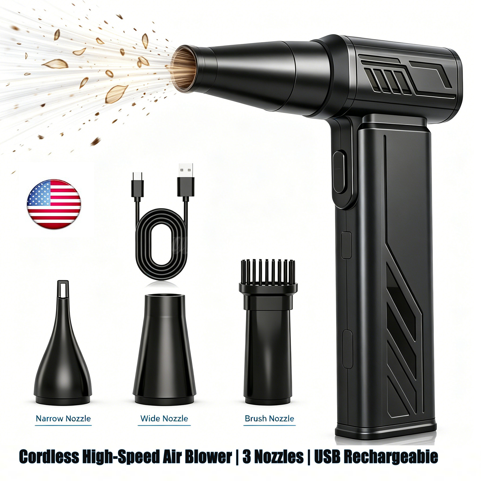Adjustable 5 Speed Air Duster Reusable Blower Replace Compressed Air Spray