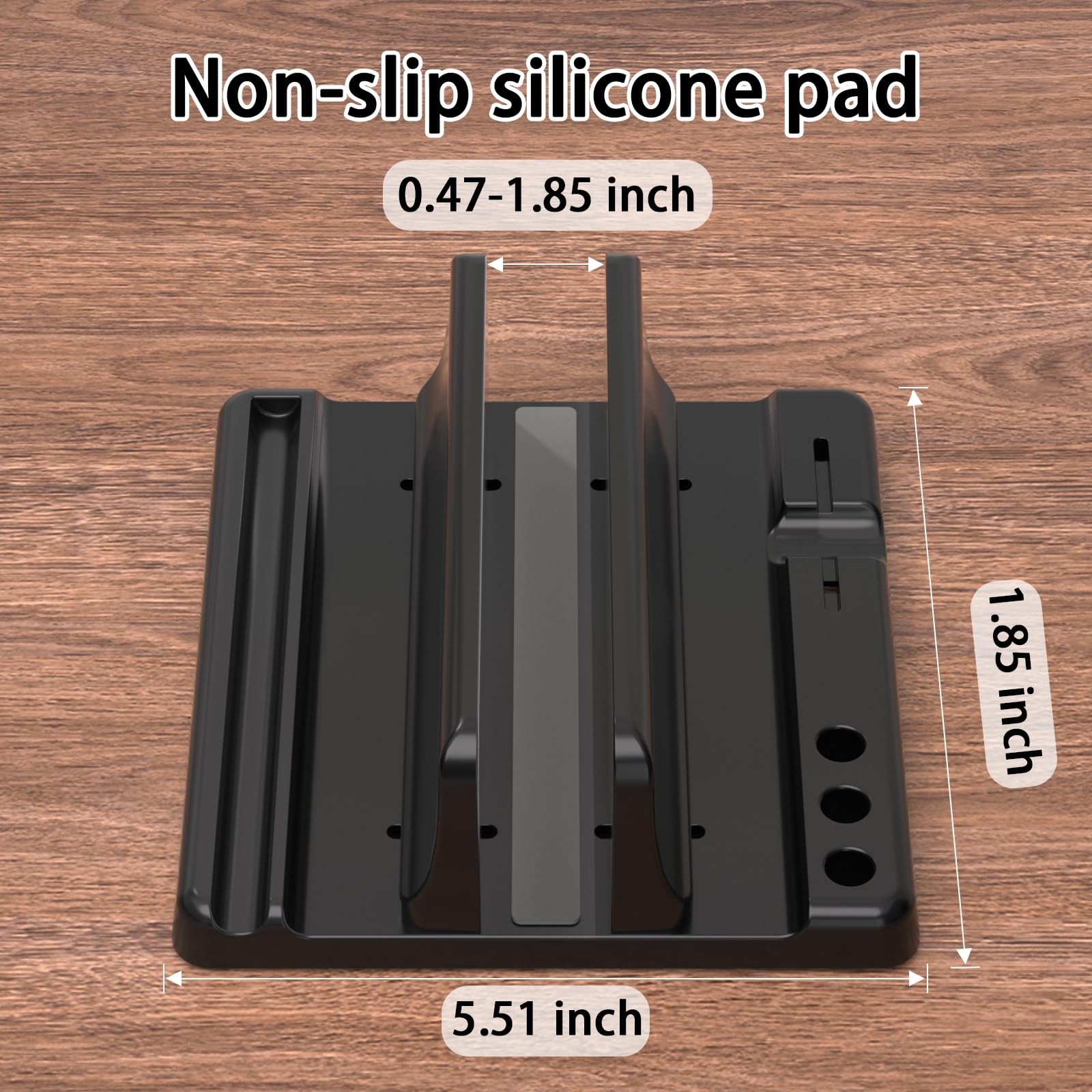 Vertical Laptop Stand Holder - Adjustable ABS Plastic Black-1 Slot Version