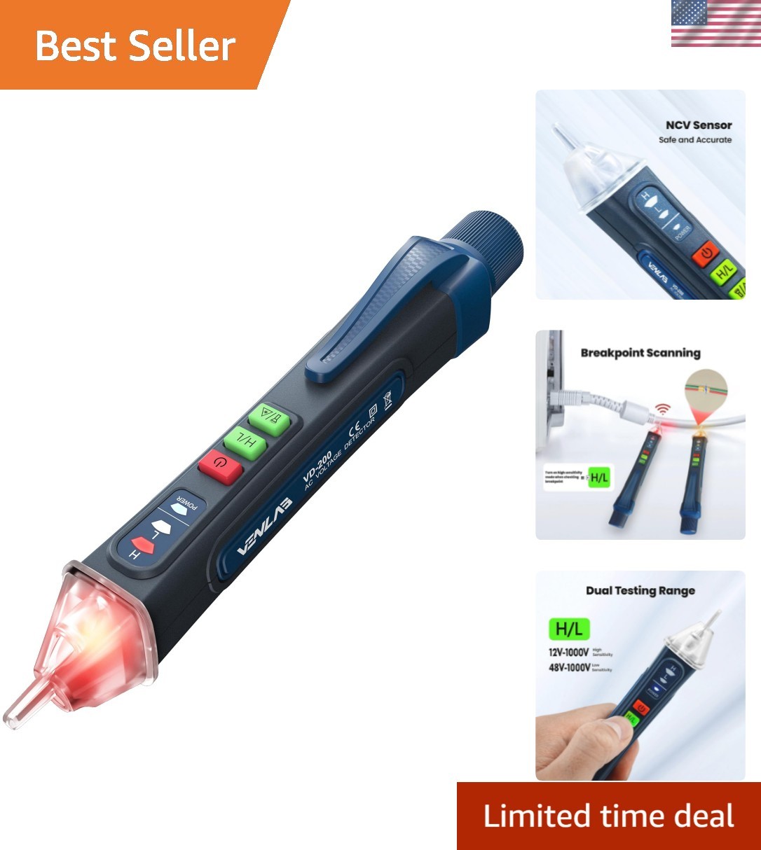 Voltage Tester, Non Contact Voltage Detector, Circuit Tester Dual Range Volta...