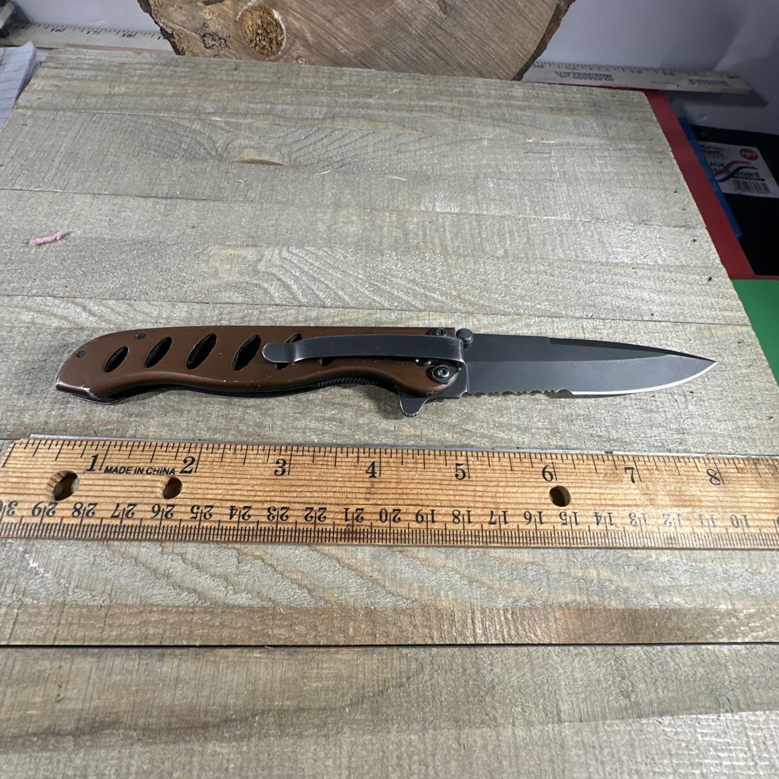 Gerber Evo Flipper EDC Knife 8 In Gold Handle Nice