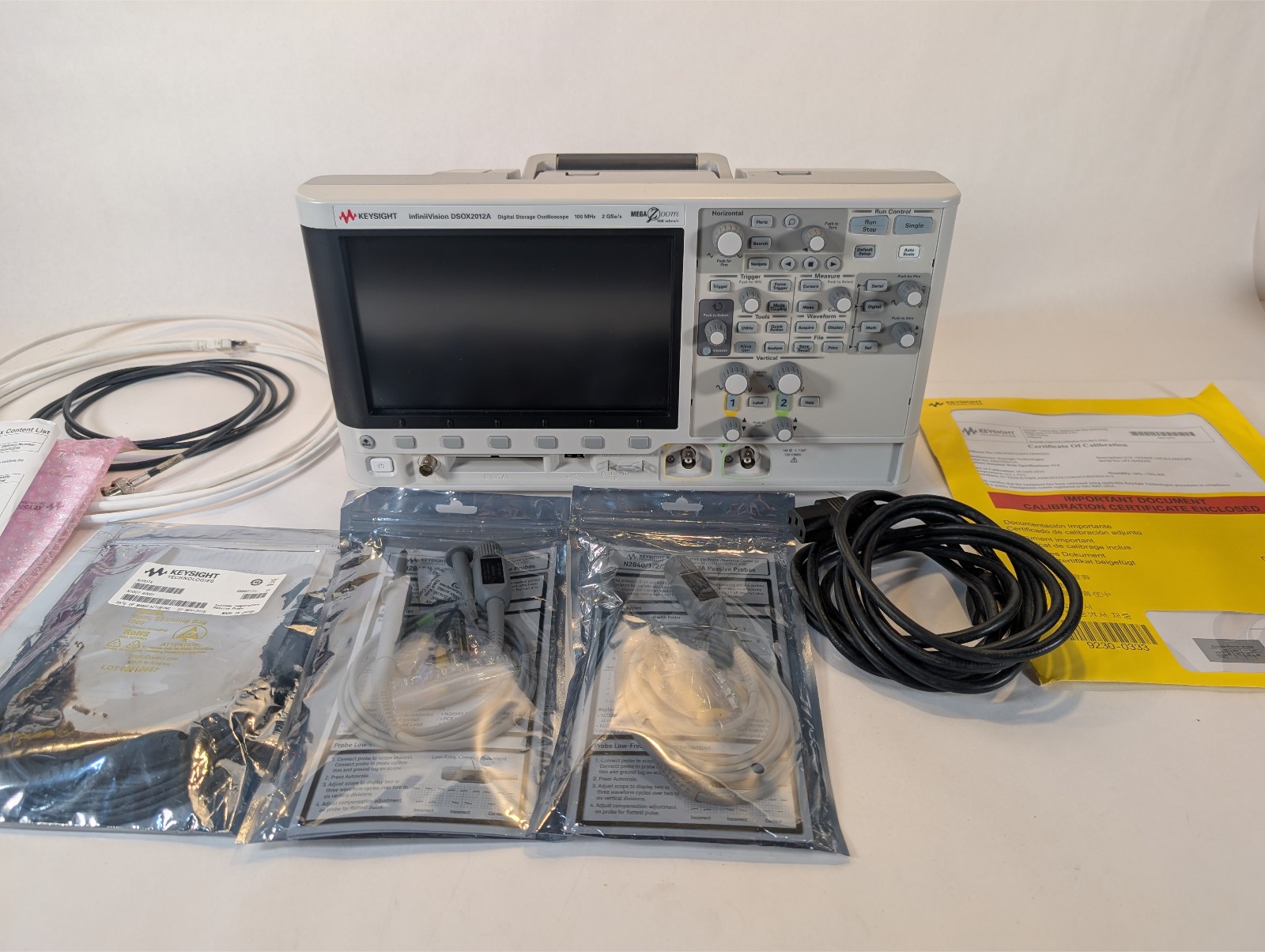 Keysight DSOX2012A 2 Channel 100MHz Oscilloscope W Licenses BW10, MEMUP, More