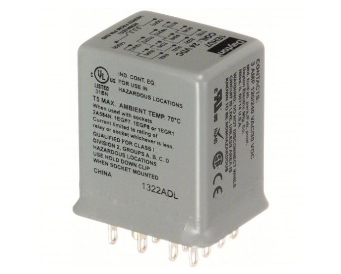 NEW Dayton 1EHU7 Hermetically Sealed Relay 4PDT, 24V DC, 14 Pins, Hazard Use