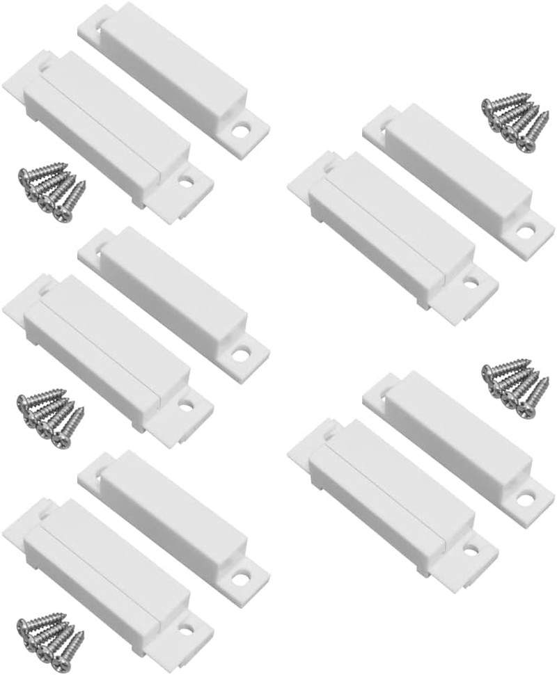 5 Pack Surface Mounted NC Magnetic Door Contacts Switch Sensor for Alarm