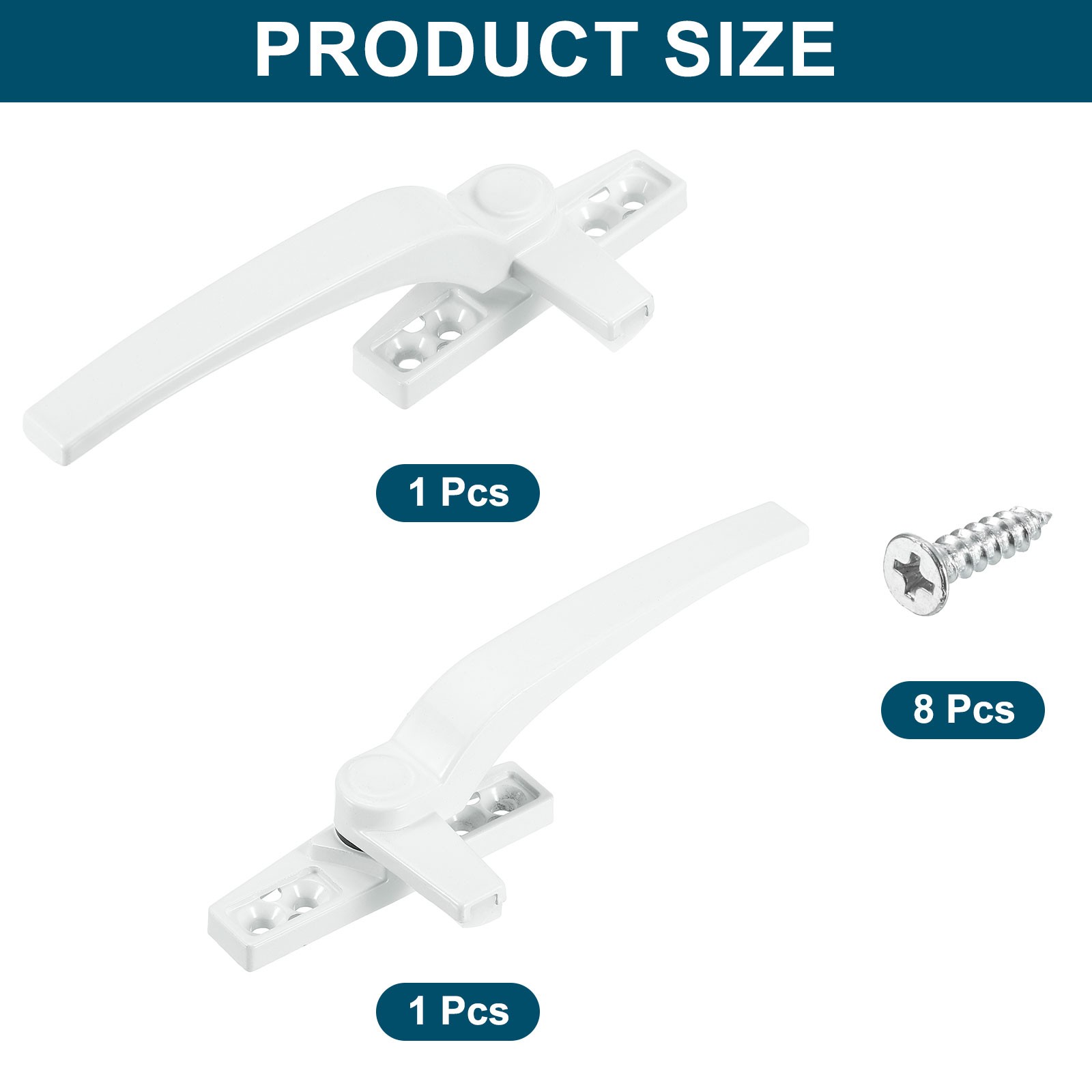 2Pcs Casement Window Locking Handle Left and Right Hand for Window White