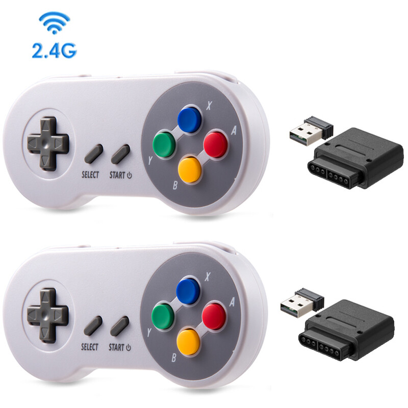 2x SNES Wireless Super NES Controller for SNES Super Entertainment System MAC PC