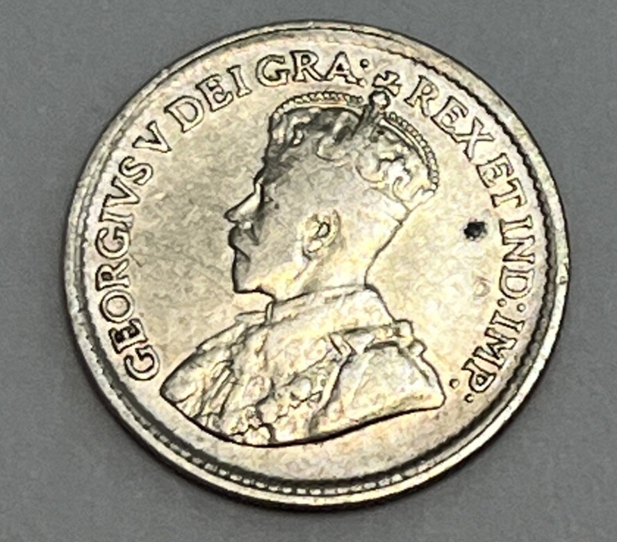1919 5c Five Cent Canada King George V Silver Coin