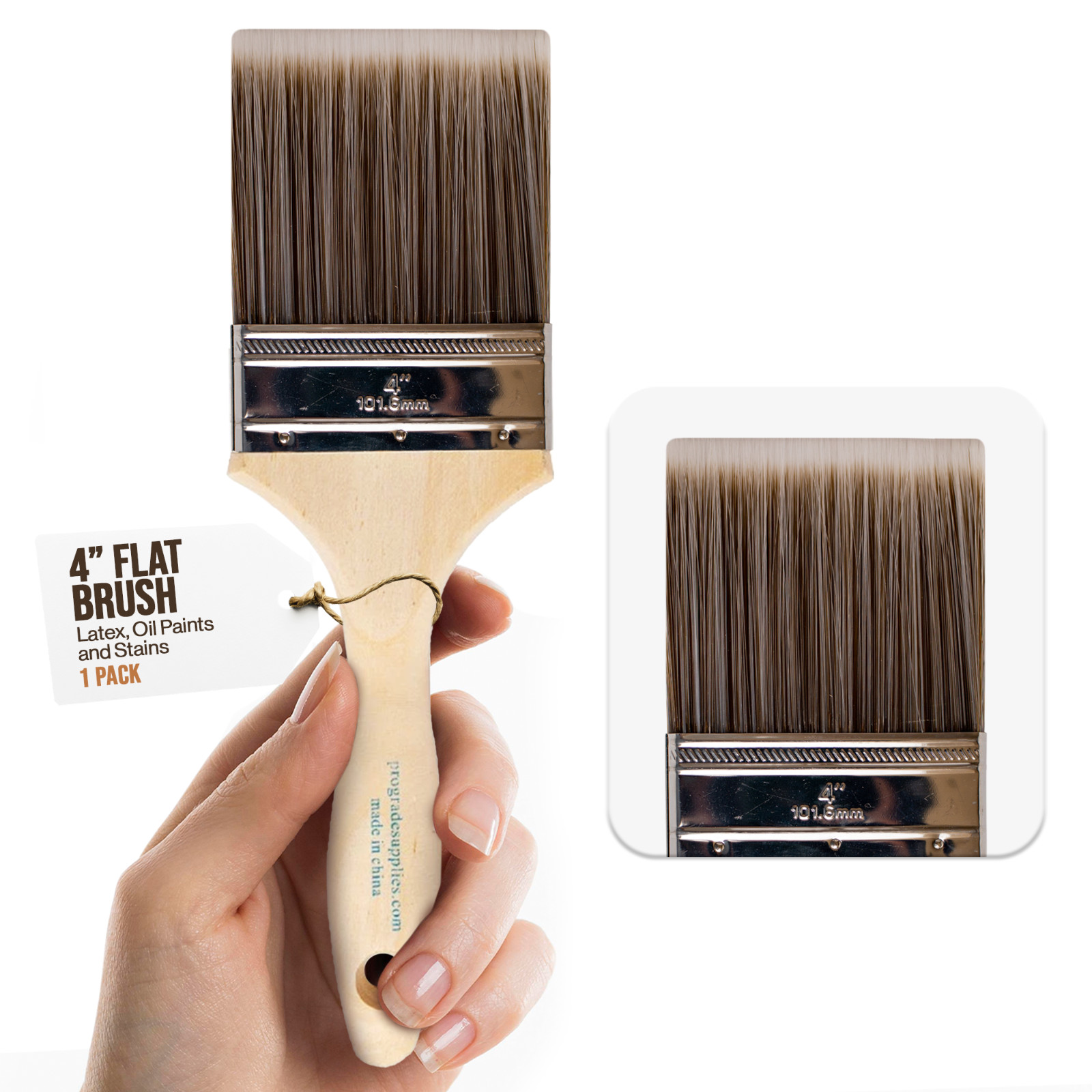 1PK 4" Flat House Wall,Trim Paint Brush Set Home Exterior or Interior Brushes