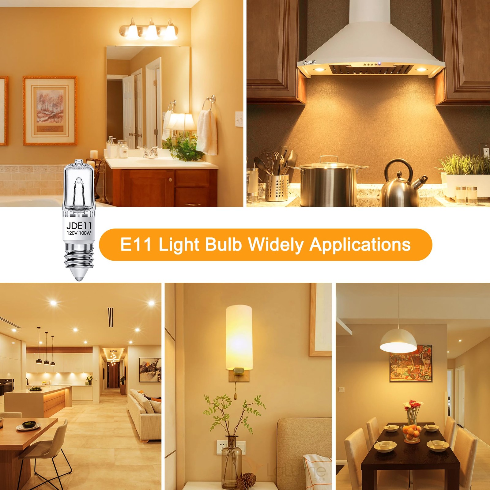 Flaspar JDE11 120V 100W, E11 Bulb, 2 Pack Bulb Warm White