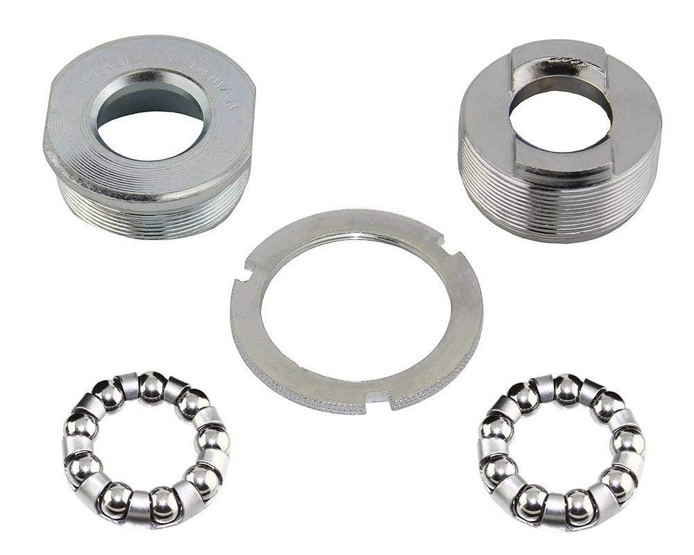 Chrome 3-Piece Bike Crank Bottom Bracket Bicycle Set – 1.37 x 24TPI, 65mm Shell.