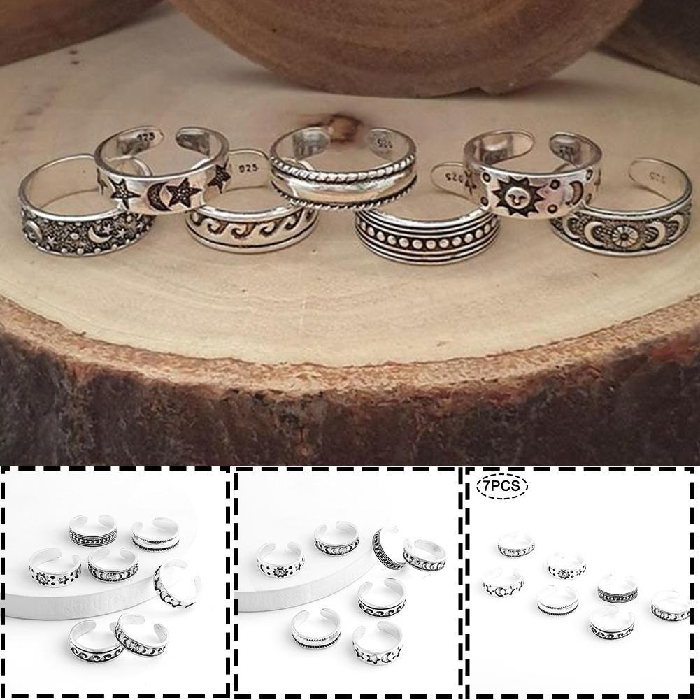 7Pcs Toe Rings Set Adjustable Knuckle Finger Foot Knot Vintage Nice Joint K1N9