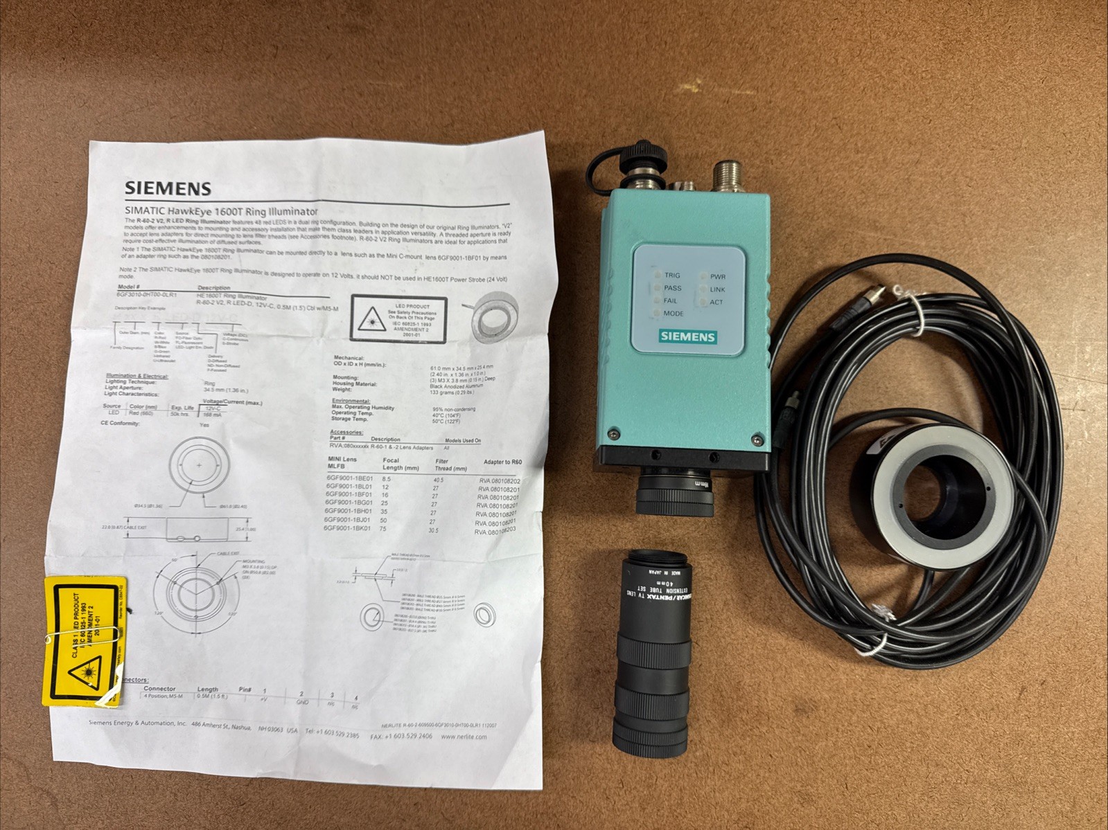 Siemens Simatic Hawkeye HE1610TIS  014-HE1610-2  w/Ring Illuminator