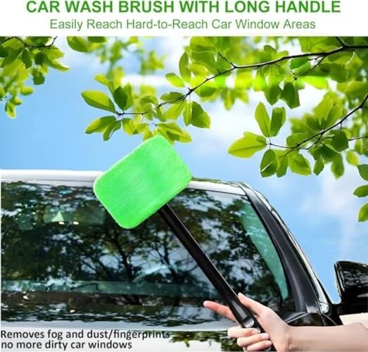 Car Windshield Cleaning Tool, Windshield Cleaner with 5 Washable and Green