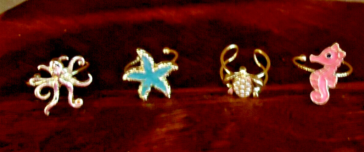 Sea Life Themed Toe Rings, Seahorse, Starfish or  Octopus  Gold-Toned  *NEW*