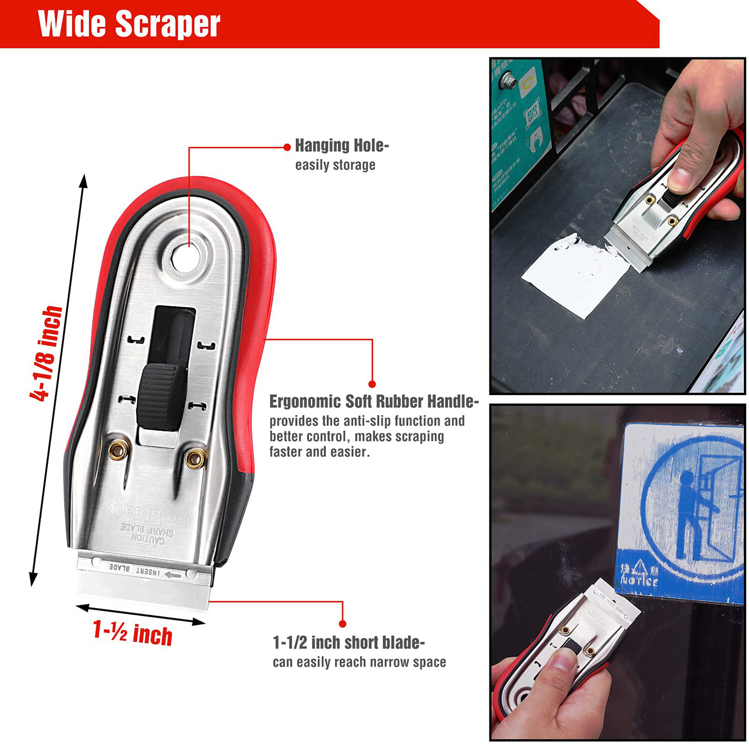 Goldblatt 2PCS Scraper w/15PC Blades Set Razor Blade Scraper Tool Razor Holder