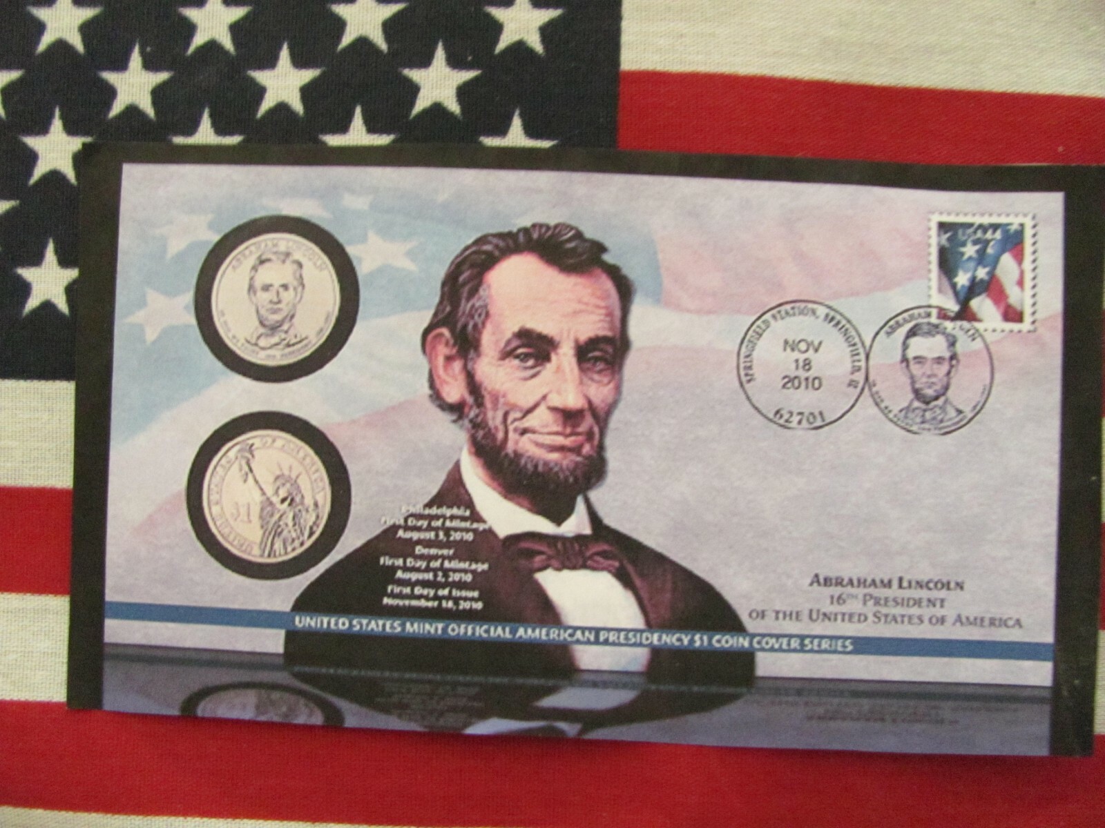 2010-Abraham Lincoln First Day Of Issue, P&D $ 1.00 Coin Cover P36  #434
