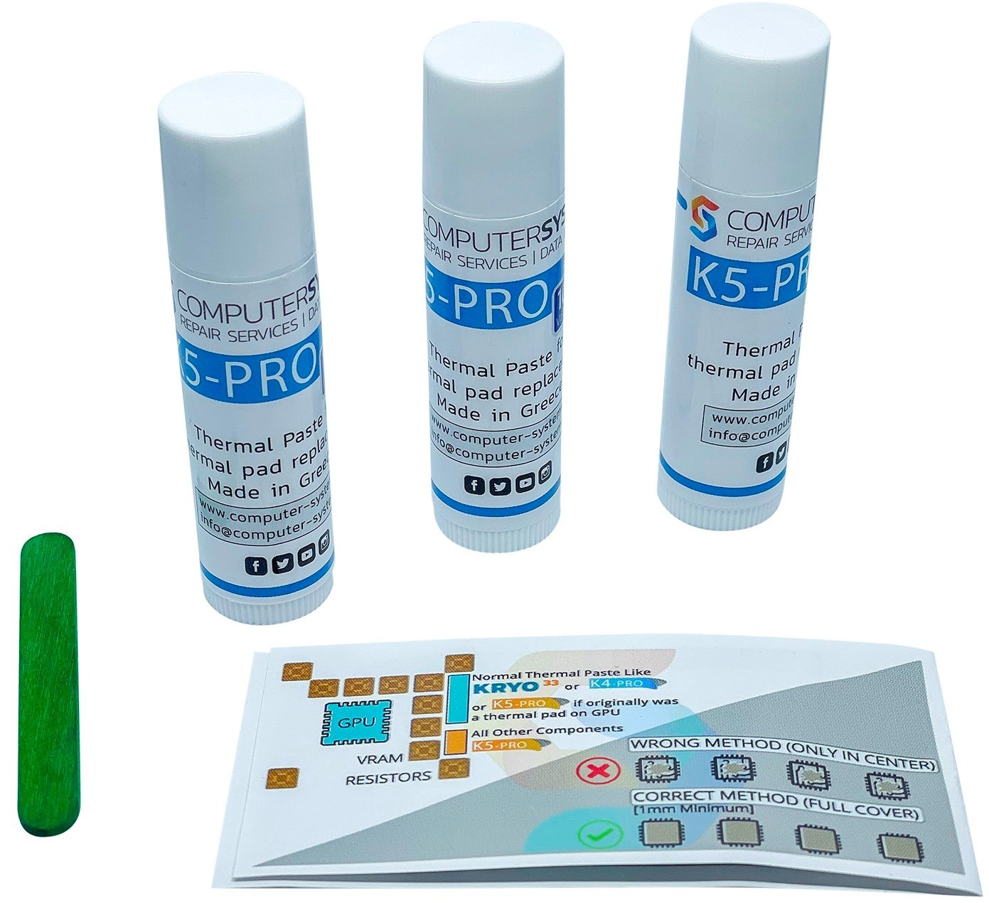K5 PRO 3x10g twist up tubes - DIY thermal putty multipack nonconductive
