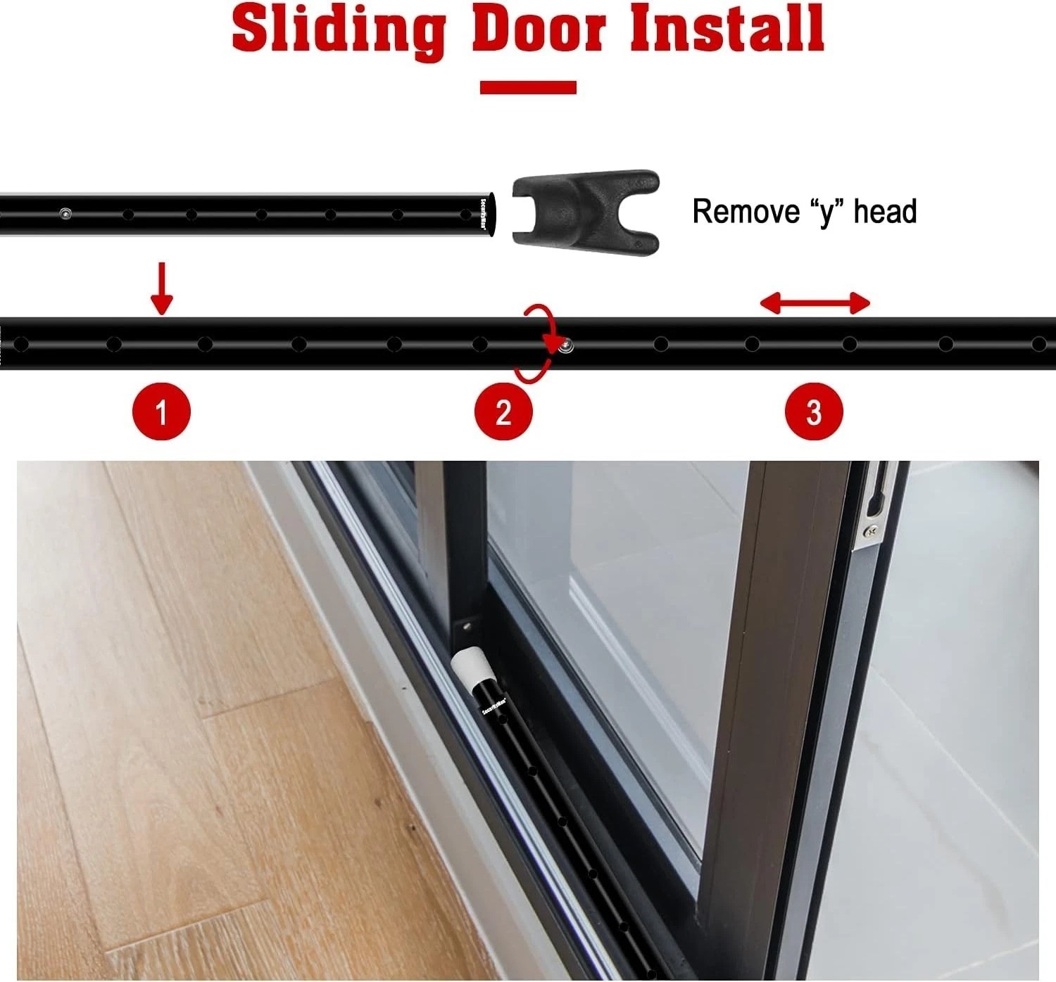 Versatile Iron Security Bar Set - Adjustable Door Stopper & Lock Bar - 2 Pack