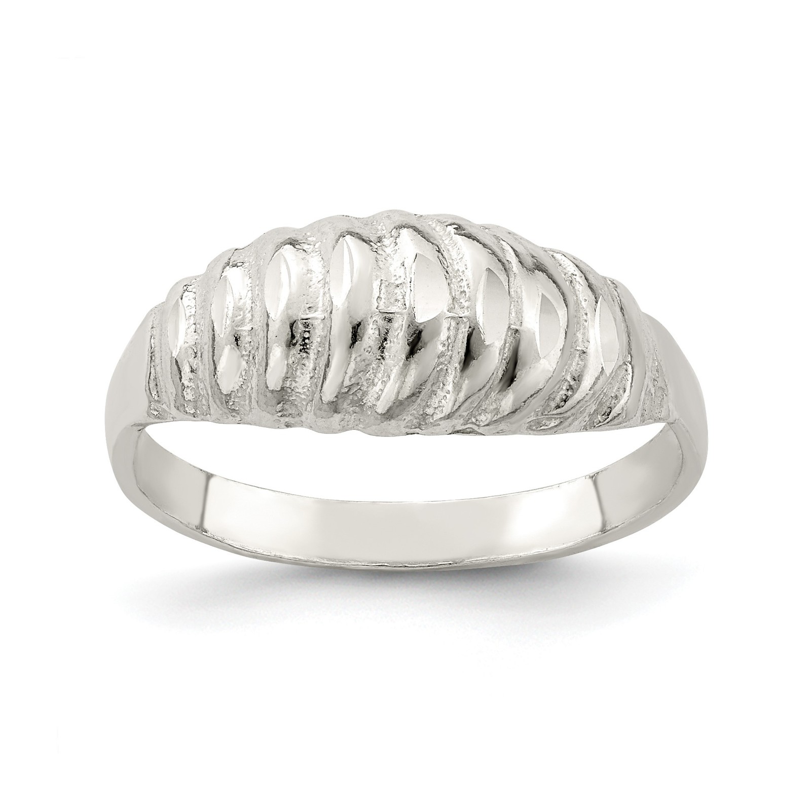 Sterling Silver Diamond-cut Domed Ring - Size 8 Mens Womens