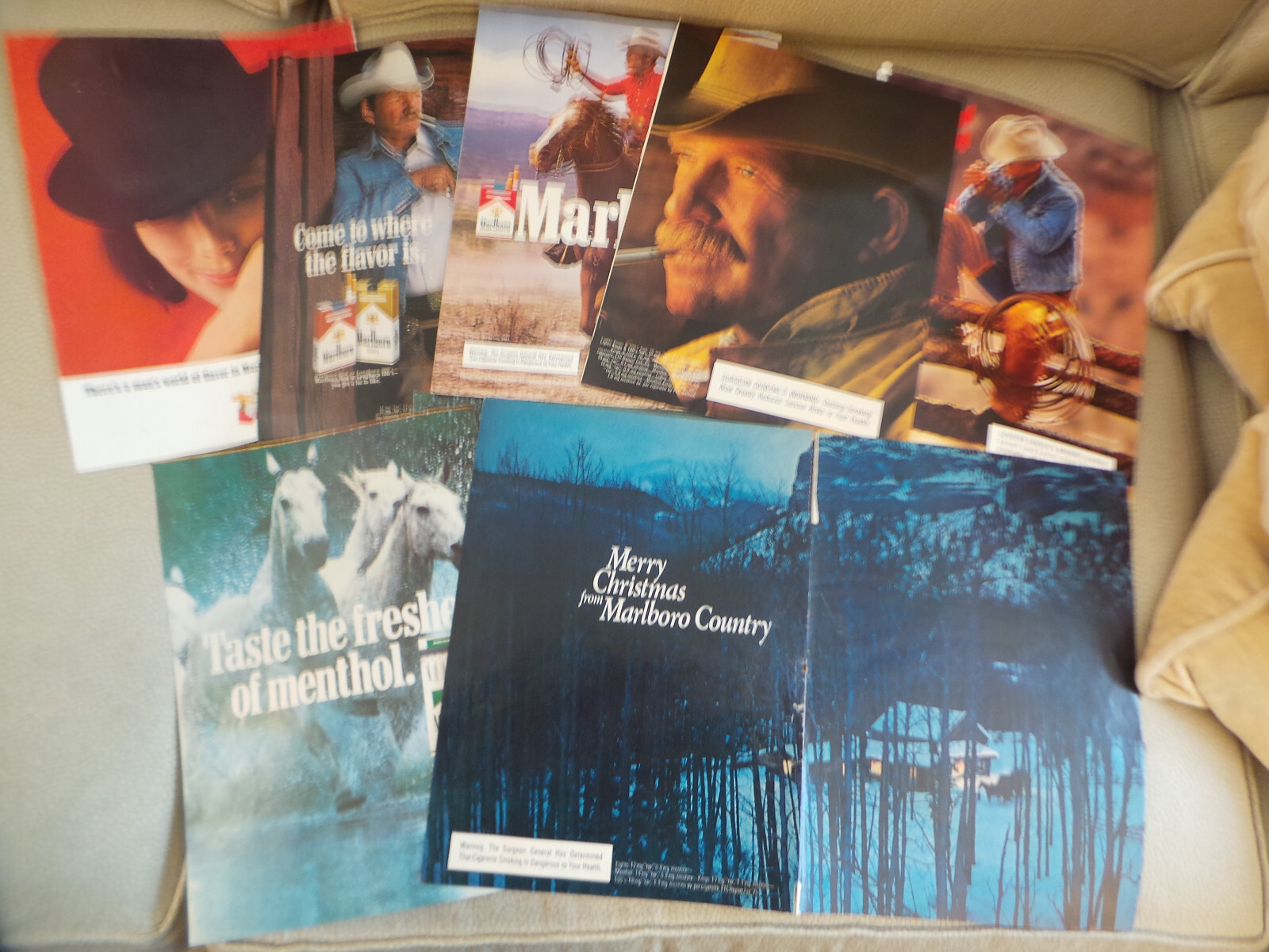 Lot of 7 vintage Marlboro Cigarette Magazine print ads 4 Cowboys; Sexy Girl VG