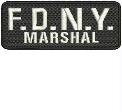 FDNY Marshal embroidery patches 2x5 hook black white