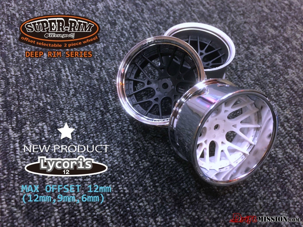 Tetsujin Wheels LYCORIS Inserts Adjustable Offset 3-6-9mm -BLACK- (4) PC TT-7602