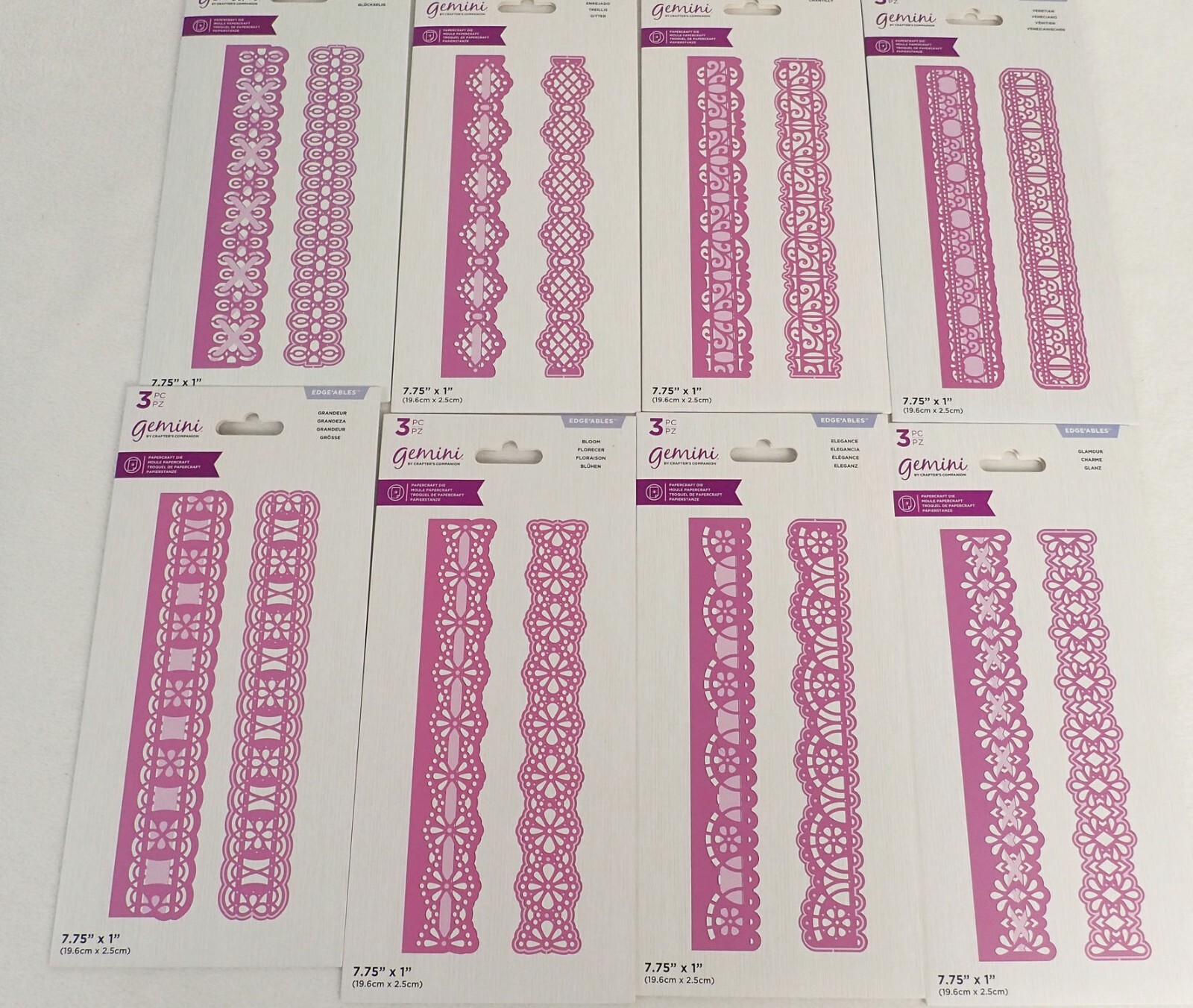 Lot of 8 Crafters Companion Gemini Edges Die Edge' Ables Card Papercraft