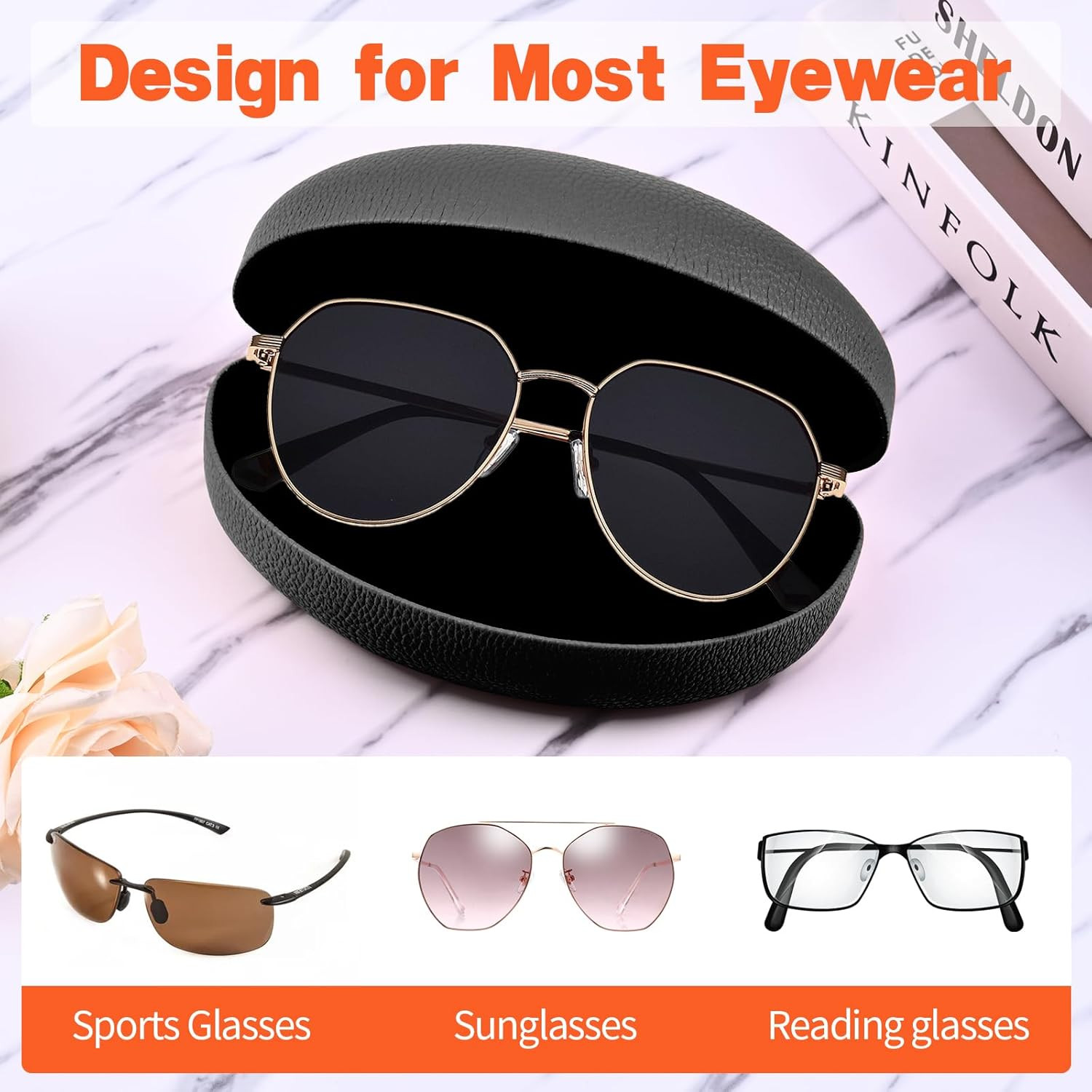 2 PACK Large Hard Shell Sunglasses Case, Protective Case For Sunglasses and Eyeg