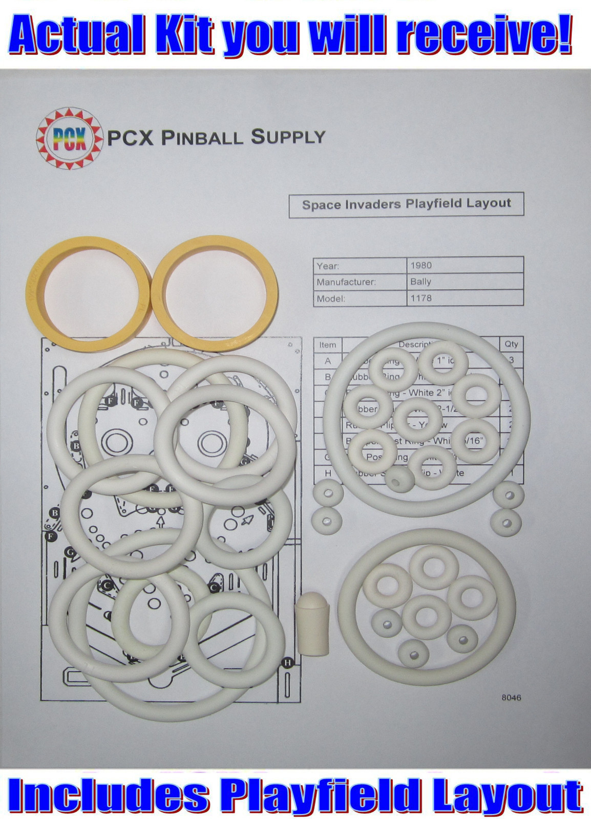 1980 Bally Space Invaders Pinball Machine Rubber Ring Kit
