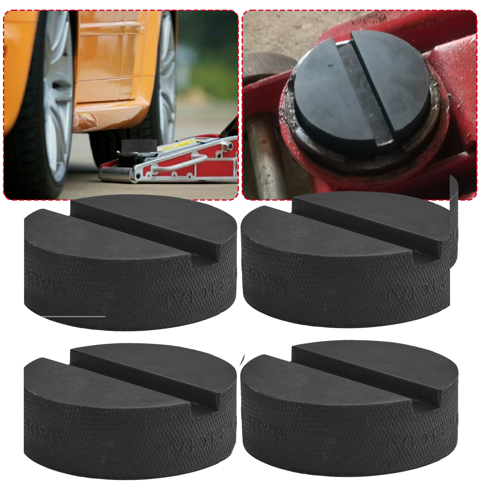 4x RubberTrolley Jack Pad Pinch Weld Floor Jacking Lifting Puck Classic Adapter