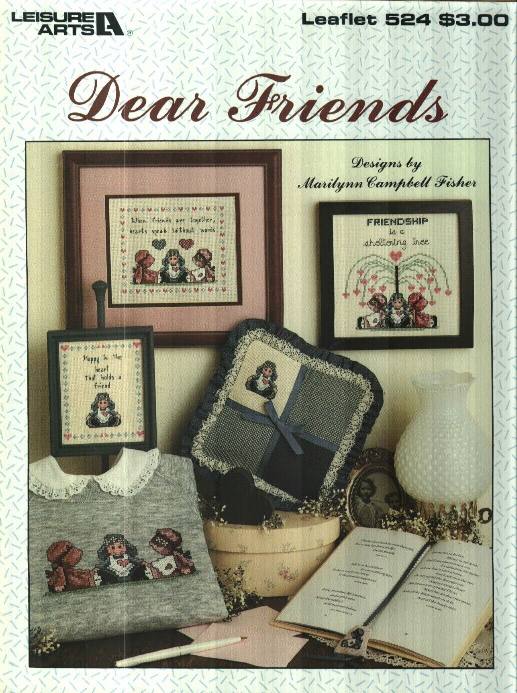 NEW DEAR FRIENDS SUNBONNET GIRLS 5 DESIGNS CROSS STITCH PATTERN BOOK