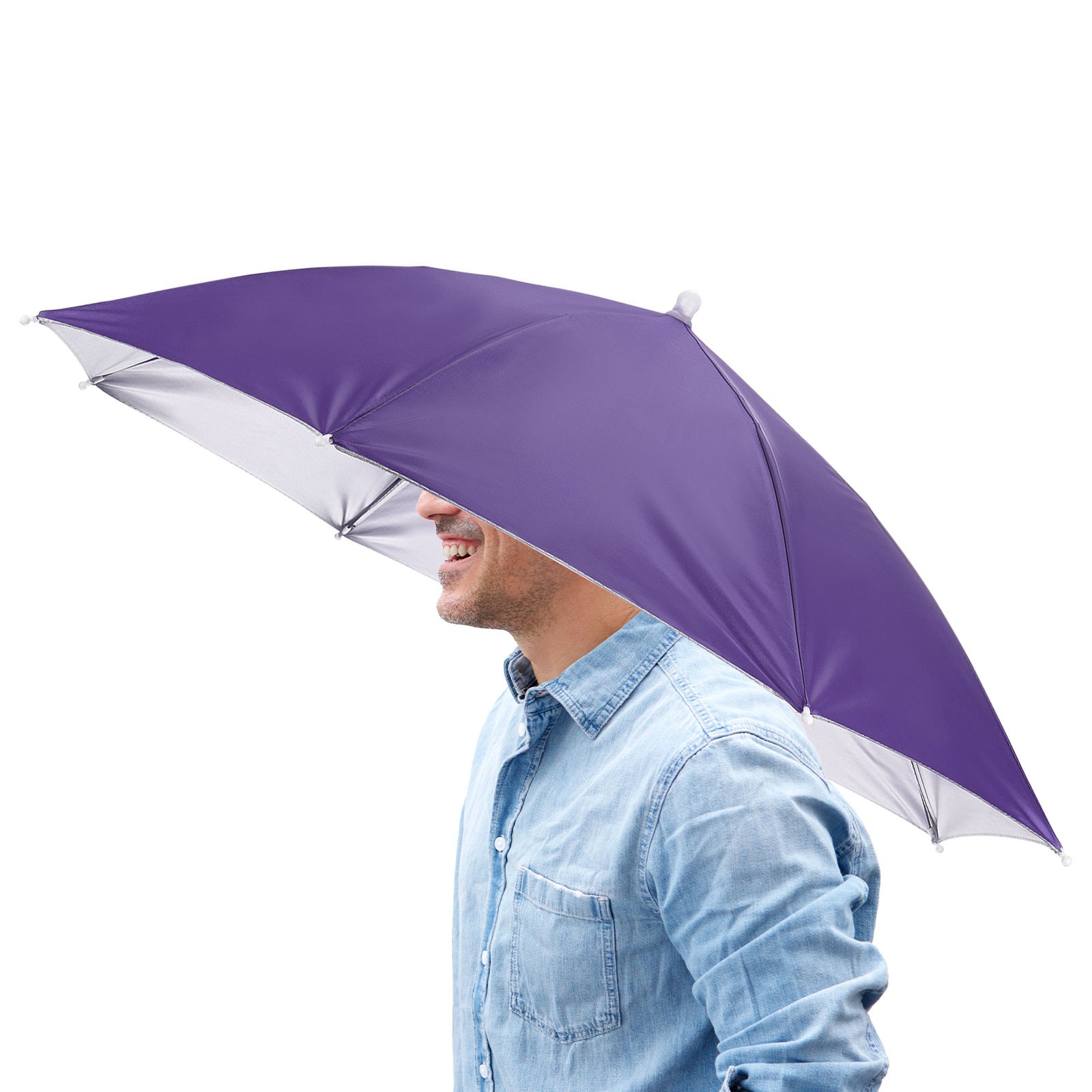 26\" Outdoor Handless Umbrella Hat [Purple] - 1 Piece
