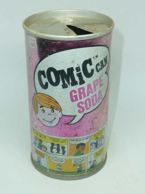 Empty Top Opened 12oz Comic Grape Soda S.S. Tab-Top