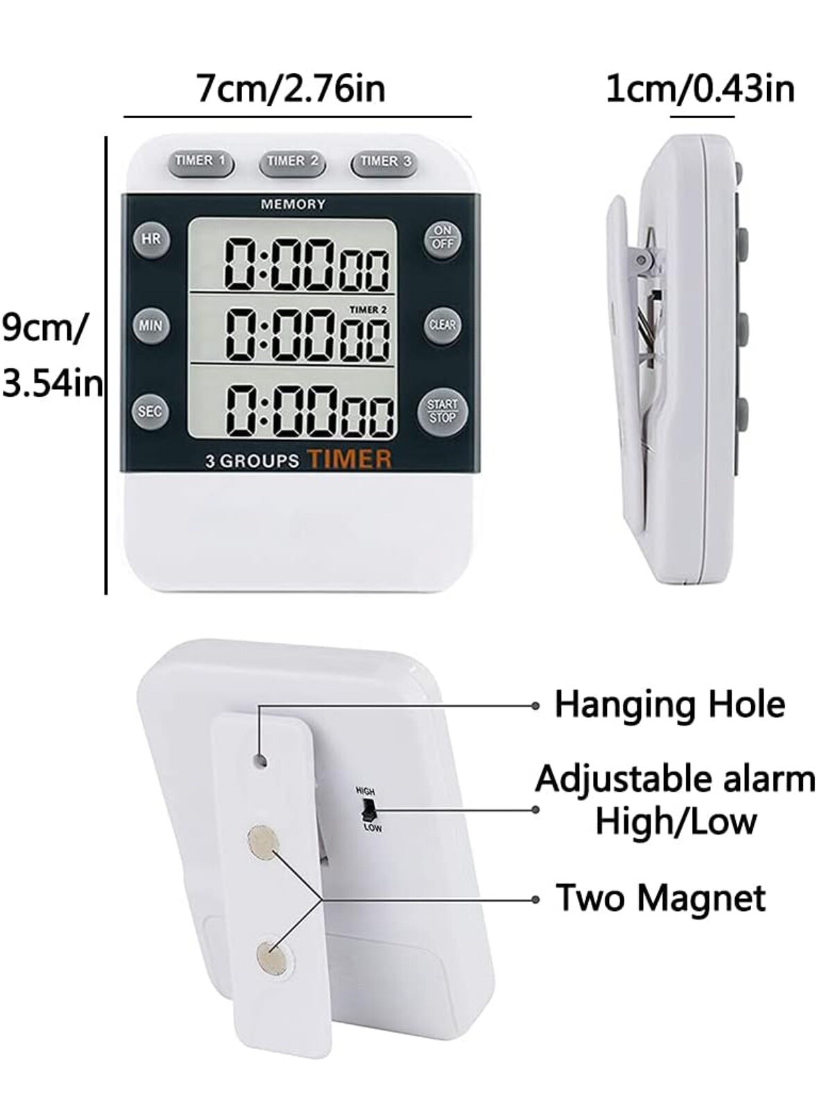 Mostrust Digital Dual Kitchen Timer, 3 Channels Count UP/Down Timer (2 Pack)