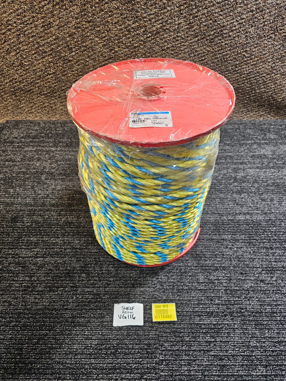 Ideal 1/2" Diameter X 600 Ft Long Pro-Pull Polypropylene Rope Blue/Yellow 31-850