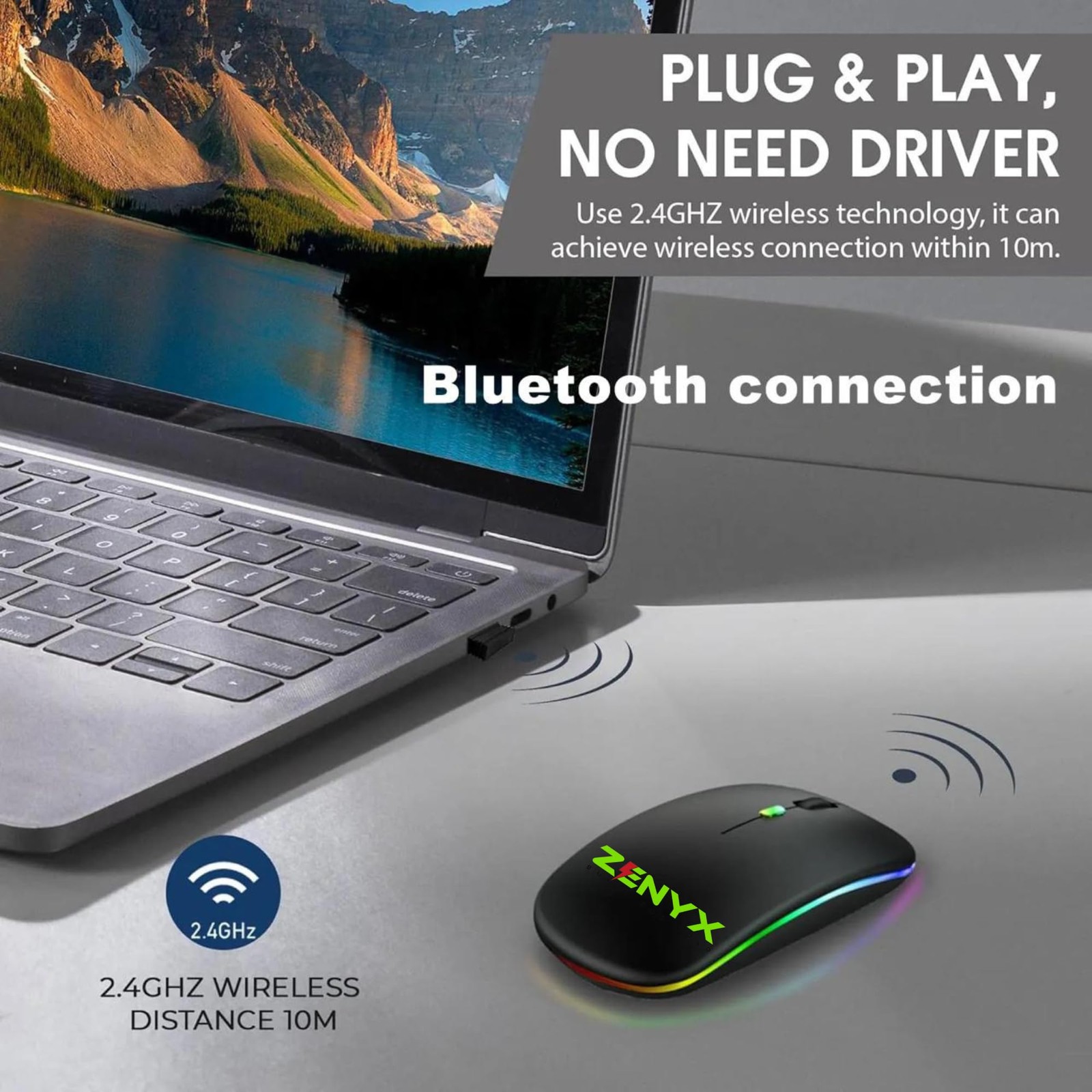 Wireless Rechargeable Mouse Dual Mode Bluetooth 5.1 USB Silent Slim Portable
