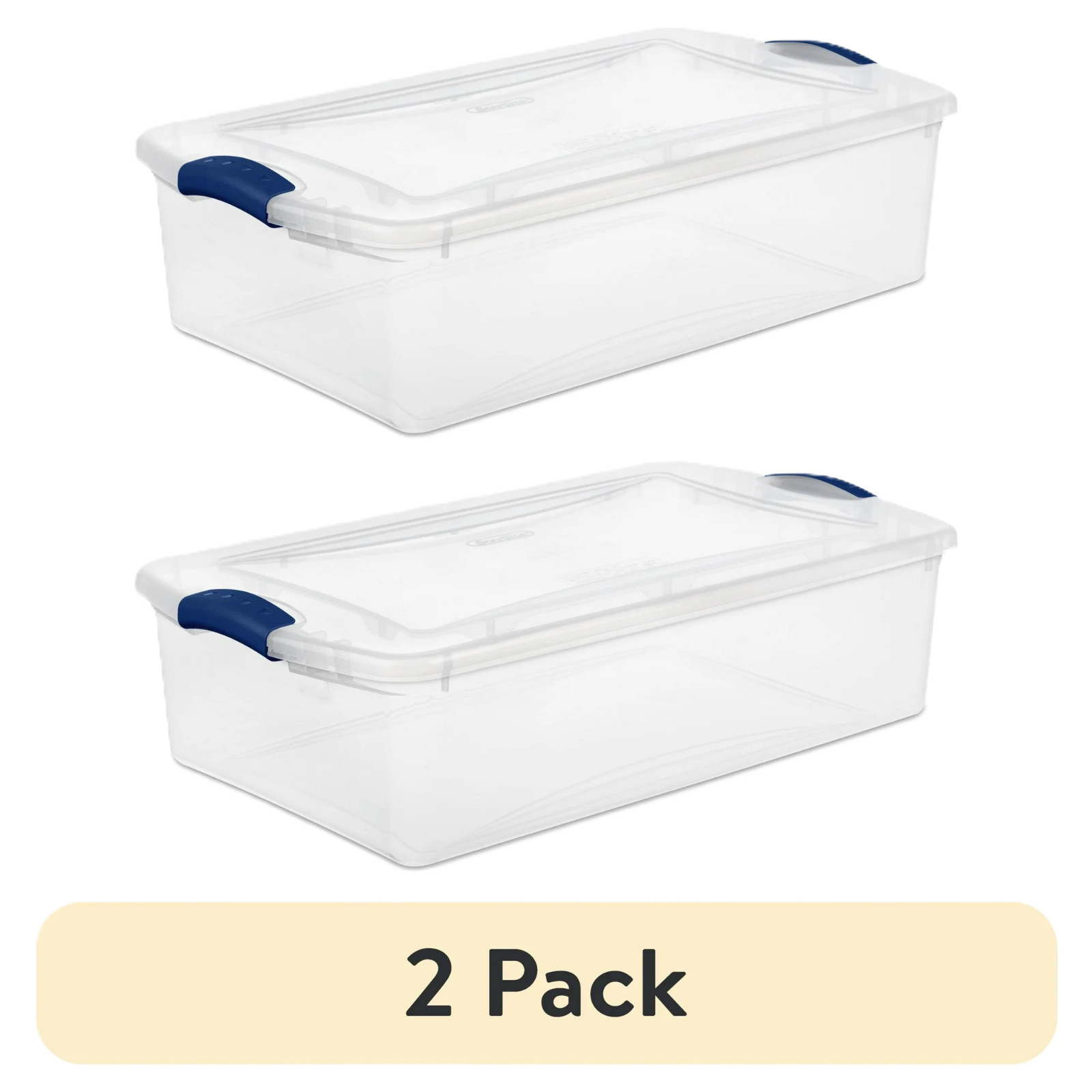 (2 pack) Sterilite 32 Quart Medium Latching Storage Bin, Clear Plastic Storage