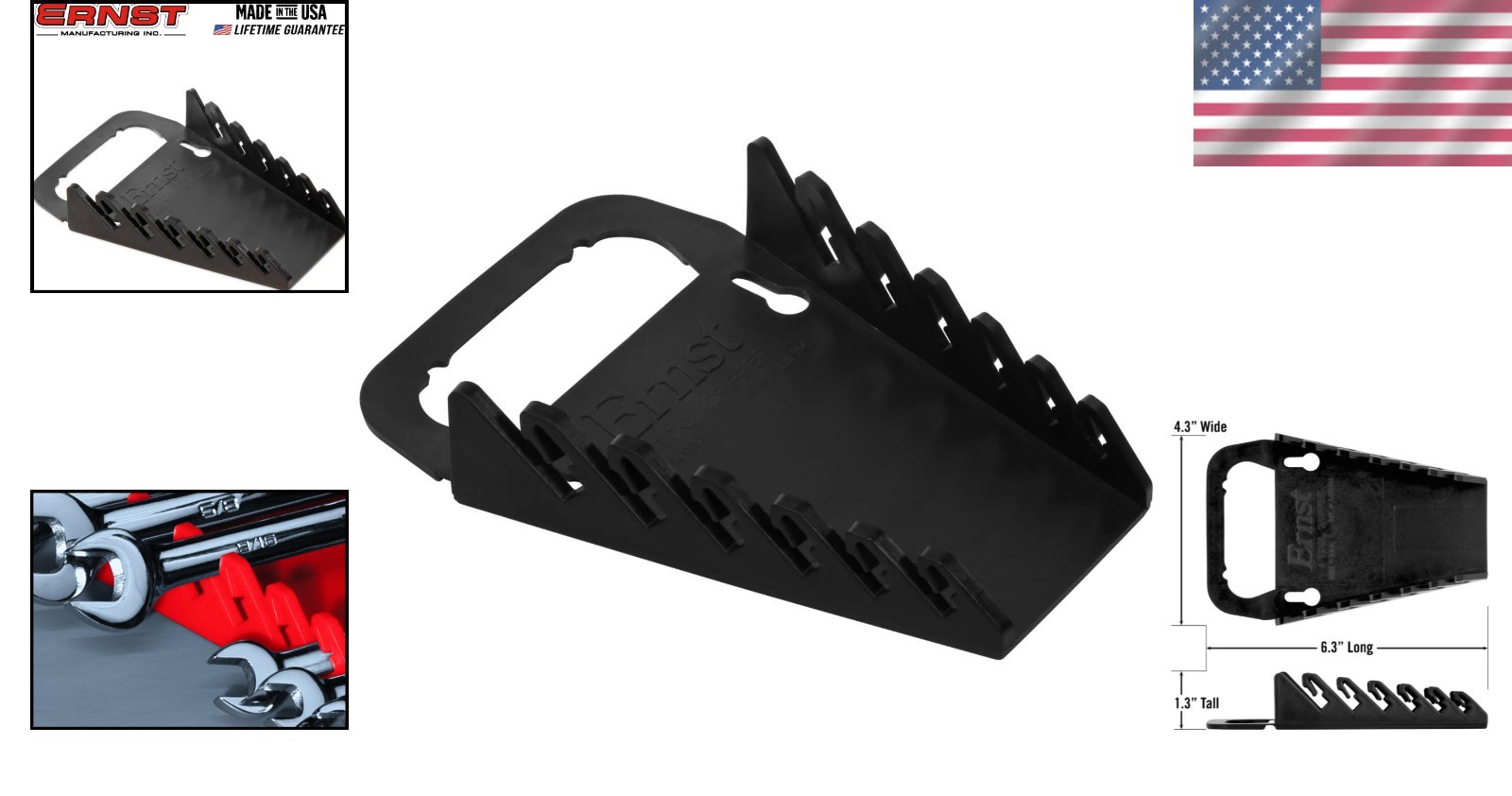Ernst 6-Tool Gripper Wrench Organizer - Fuel Resistant, Space-Saving Design