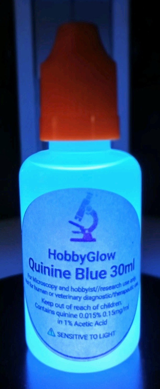 HobbyGlow Quinine Blue Flourecence Stain 30mL Bottle Research Use