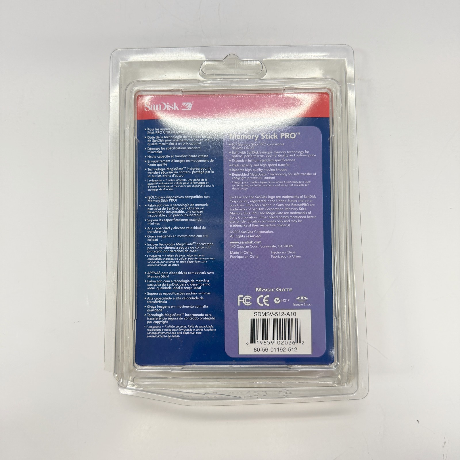 SanDisk Memory Stick Pro Magic Gate 512MB SDMSV-512 for Sony