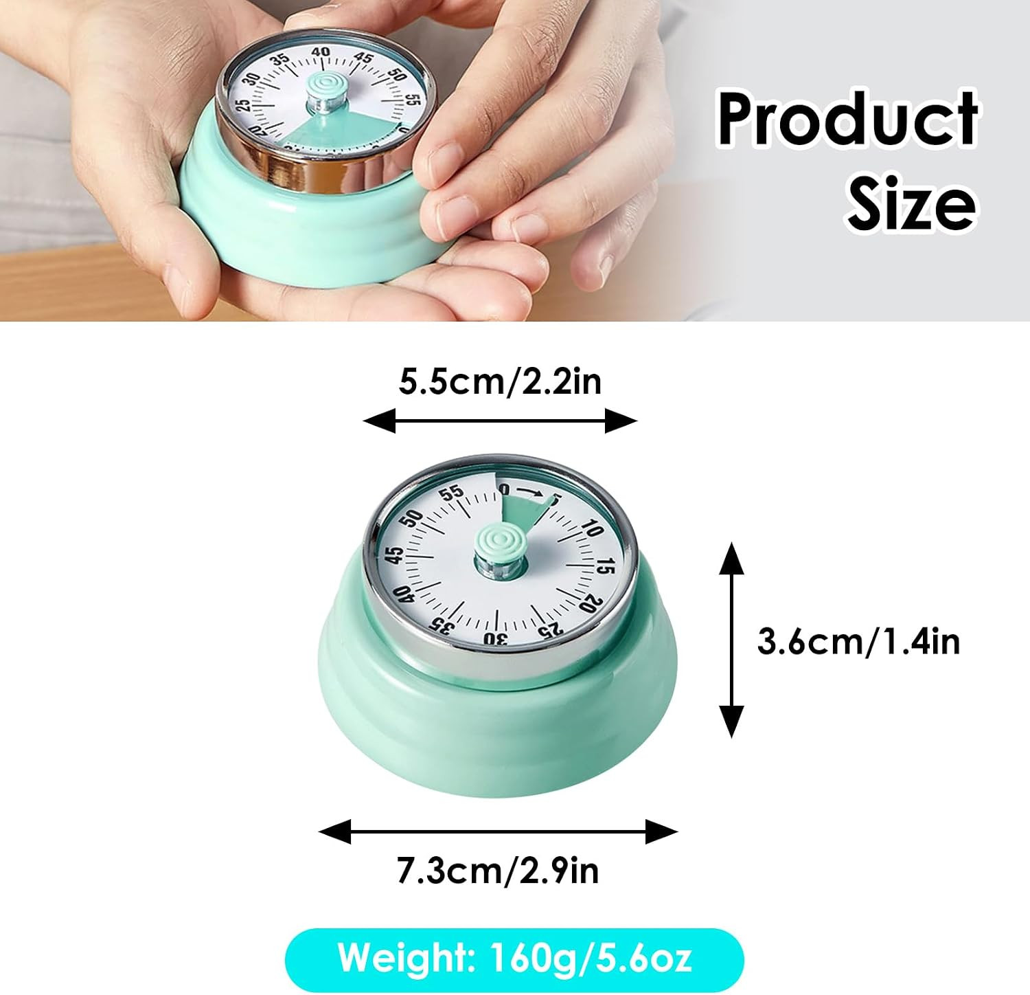 Visual Timer, Teeloray 60-Minute Countdown Timer, Kitchen Timer with Magnetic Ba