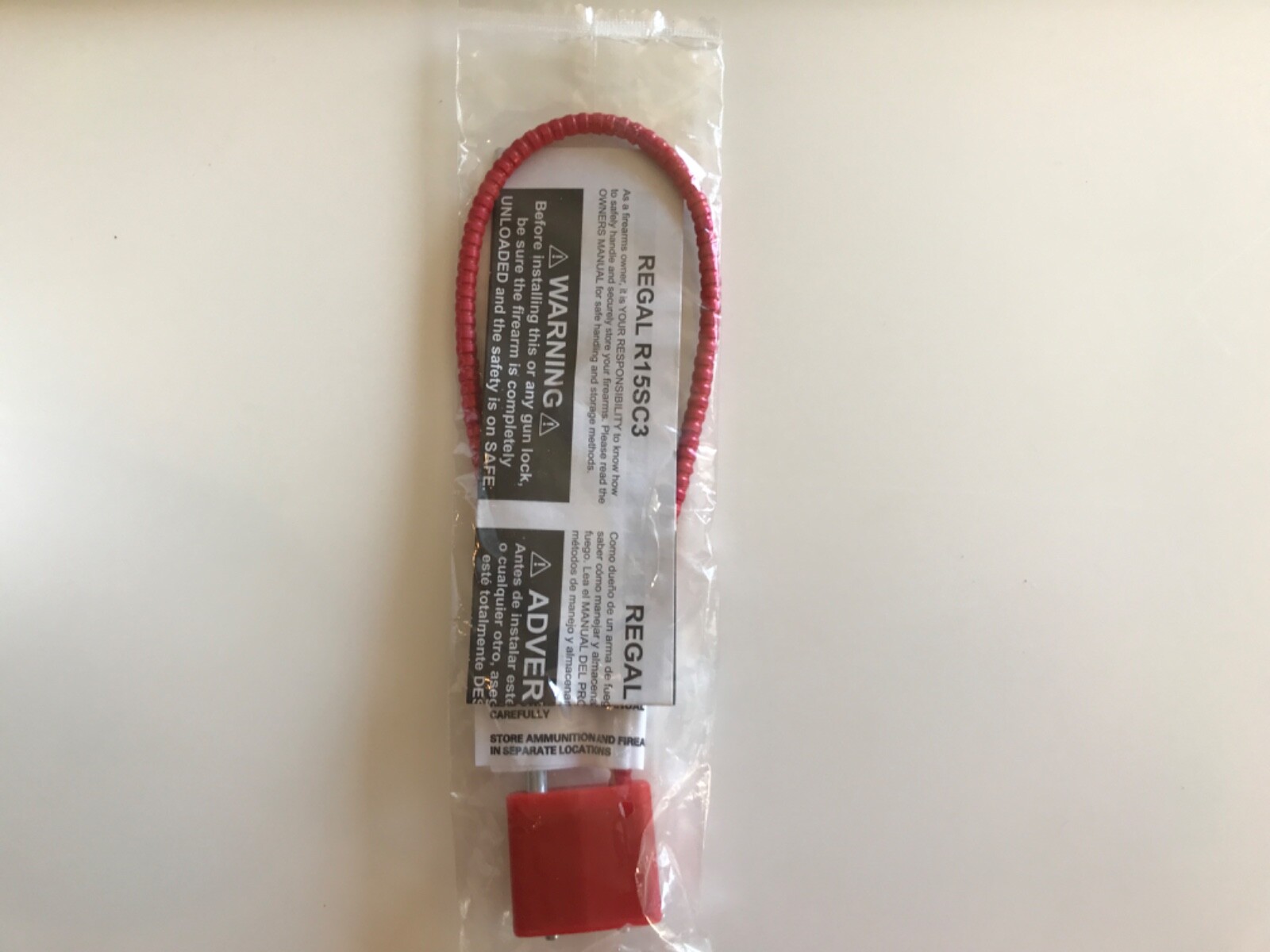 Regal Firearm Gun Safety Cable Lock Brand New R15SC3 15"  2 Keys