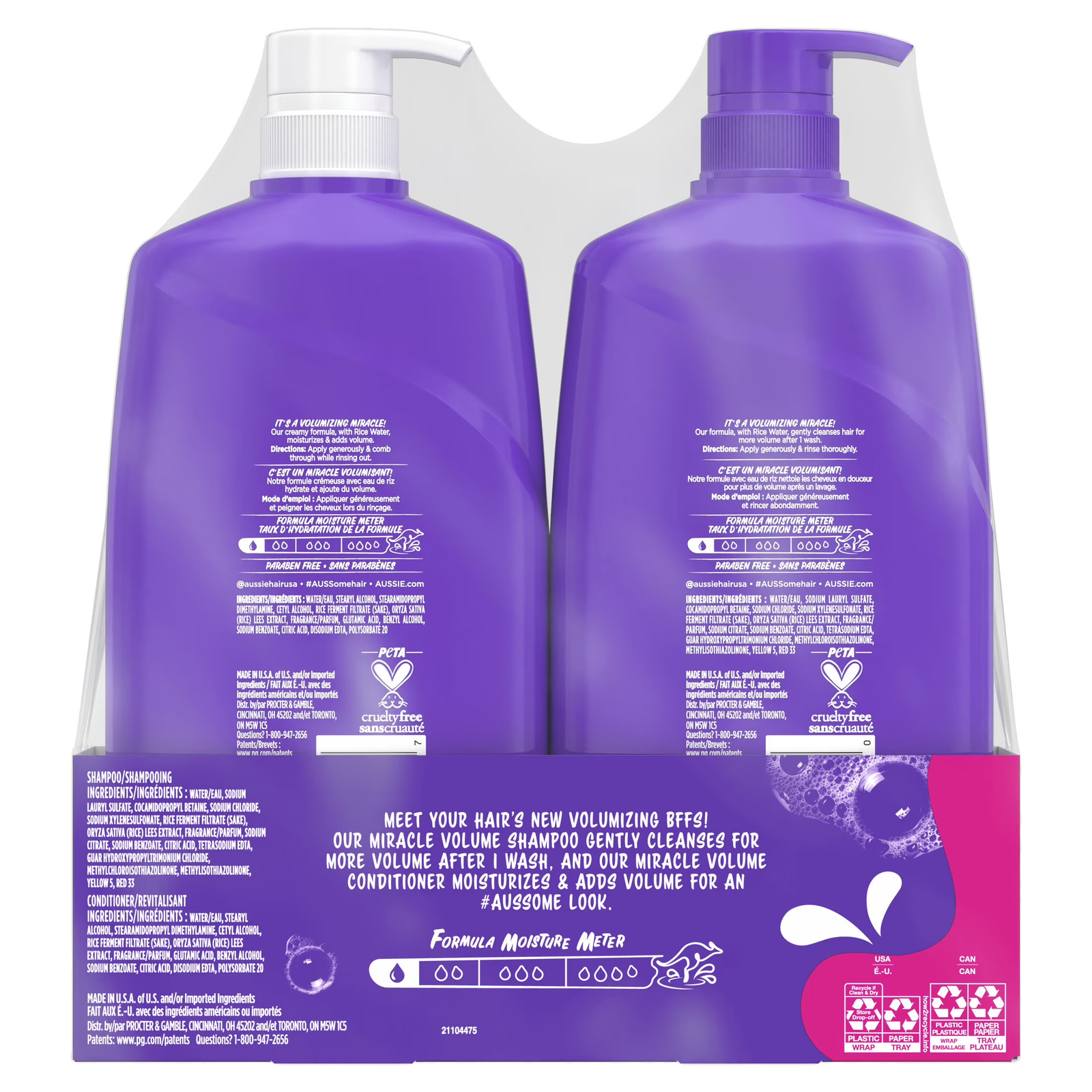 Aussie Miracle Volume Shampoo and Conditioner Dual Pack Hair Set