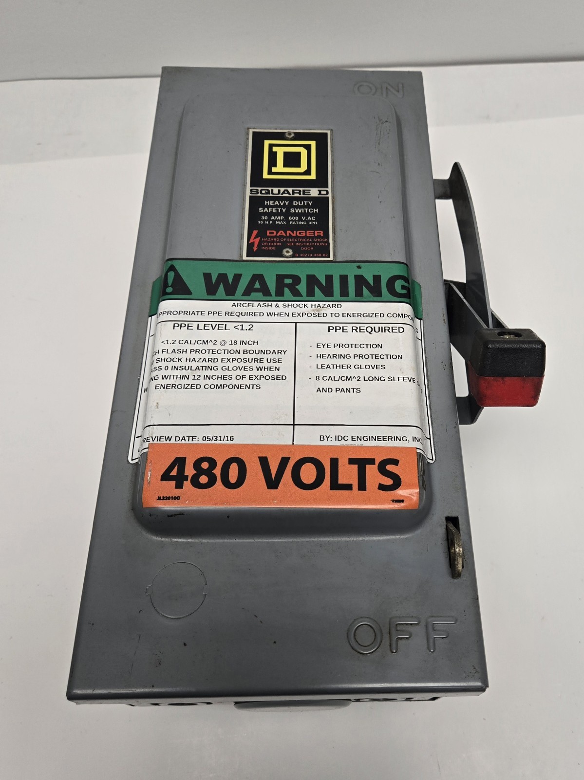 SQUARE D SAFETY SWITCH HU361. 30 A, 600V.