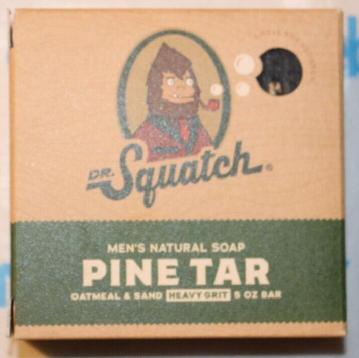 Dr. Squatch Men's Natural Soap Pine Tar Heavy Grit Oatmeal & Sand Bar 5 Oz New
